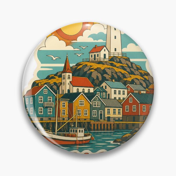 Item preview, Stykkisholmur Iceland Travel Souvenir - Retro Illustration designed and sold by VisualArtsOasis.