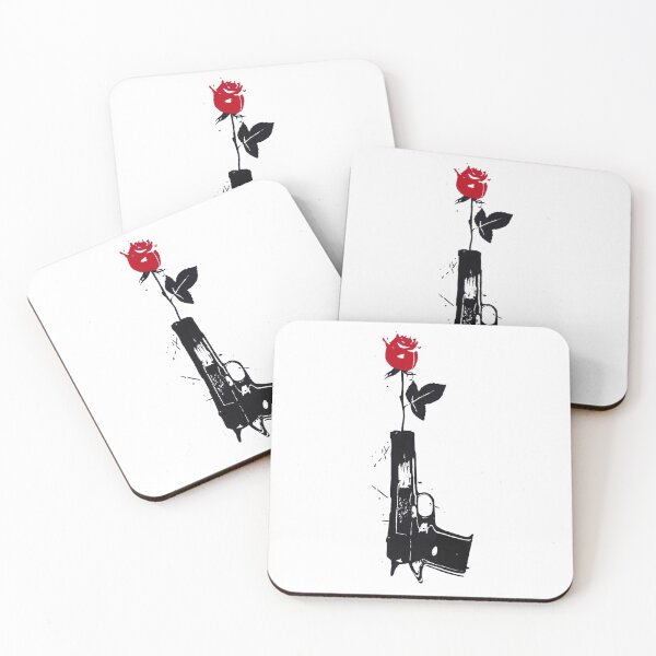 Item preview, Gun and Rose Vintage Artwork | Minimalist Crimson Floral Print | Grunge Dark Art designed and sold by MusixMerch.