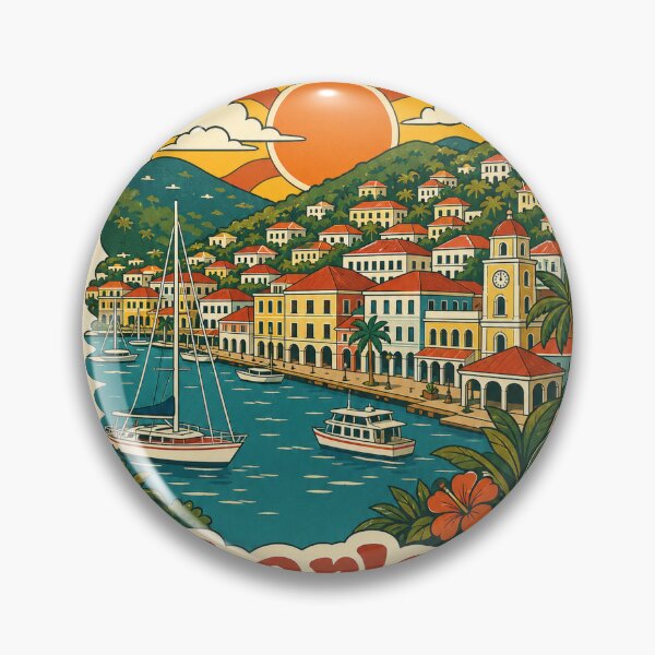 Item preview, Charlotte Amalie US Virgin Islands Travel Souvenir - Retro Illustration designed and sold by VisualArtsOasis.