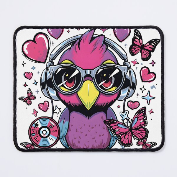 Item preview, Colorful Kawaii Parrot with Y2K Sunglasses & Butterflies | Retro 2000s Bird Aesthetic designed and sold by dreamz-world.