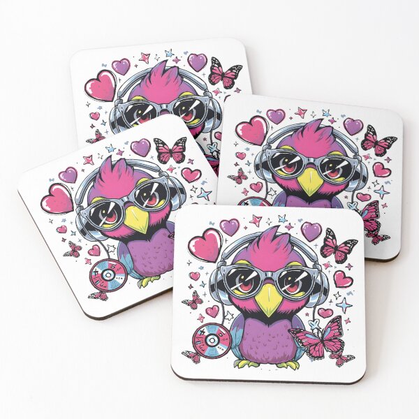 Item preview, Colorful Kawaii Parrot with Y2K Sunglasses & Butterflies | Retro 2000s Bird Aesthetic designed and sold by dreamz-world.