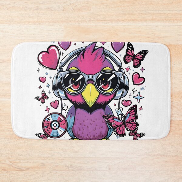 Item preview, Colorful Kawaii Parrot with Y2K Sunglasses & Butterflies | Retro 2000s Bird Aesthetic designed and sold by dreamz-world.