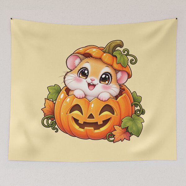 Item preview, Kawaii Hamster in Pumpkin Sticker Art – Cute Chibi Halloween Illustration designed and sold by MagicMakerPh.