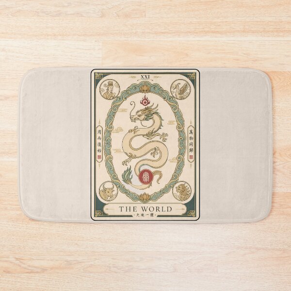 Item preview, Vintage Asian Dragon Tarot Card - The World designed and sold by Rising Drake.