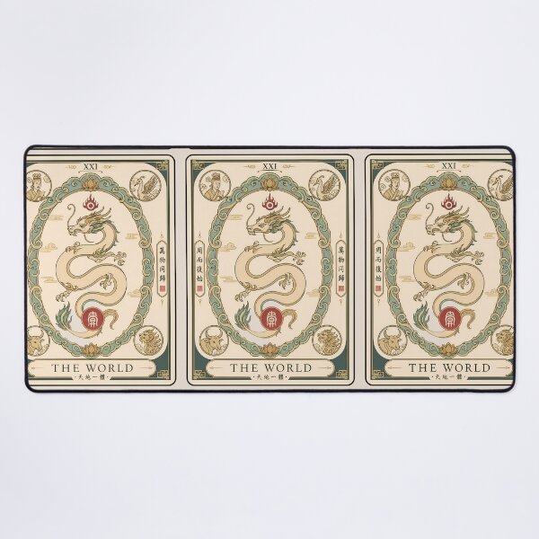 Item preview, Vintage Asian Dragon Tarot Card - The World designed and sold by Rising Drake.