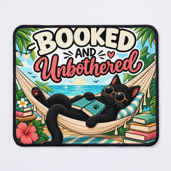 Item preview, Booked And Unbothered Black Cat Book Lover Summer Reading Design designed and sold by CreativeLook25.