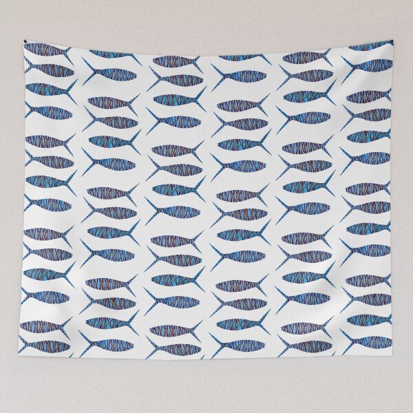 Item preview, Blue Fish with Red Ribbon  designed and sold by KakiDimock.
