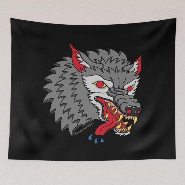 Item preview, Tattoo Flash Inspired Hungry Wolf designed and sold by noconnellart.