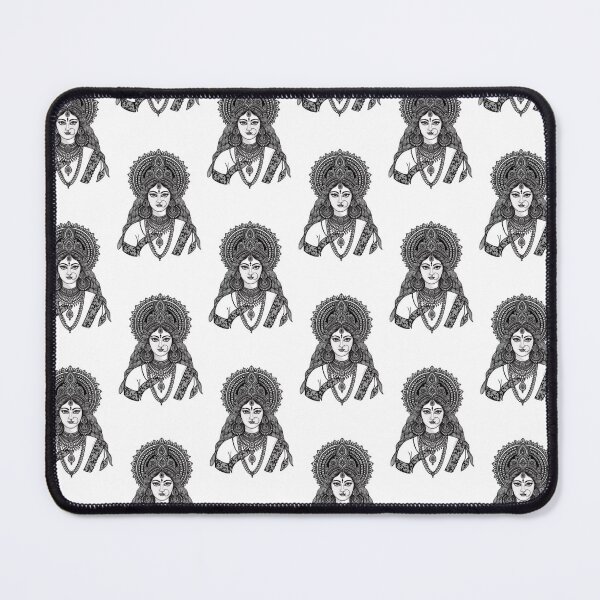 Item preview, Goddess Durga black and white pen art  designed and sold by Qerapainting.