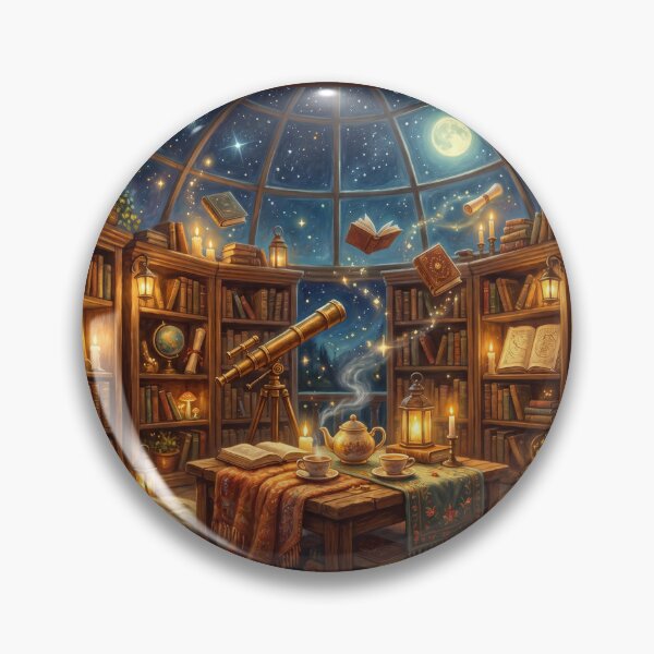 Item preview, Moonlit Observatory Library | Celestial Fantasy Reading Room Art designed and sold by SebastianSpace.