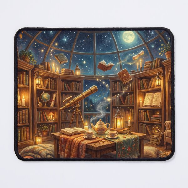 Item preview, Moonlit Observatory Library | Celestial Fantasy Reading Room Art designed and sold by SebastianSpace.