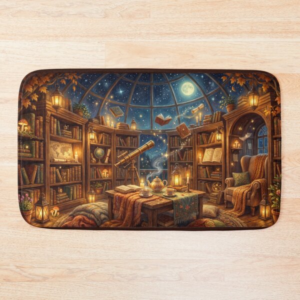 Item preview, Moonlit Observatory Library | Celestial Fantasy Reading Room Art designed and sold by SebastianSpace.