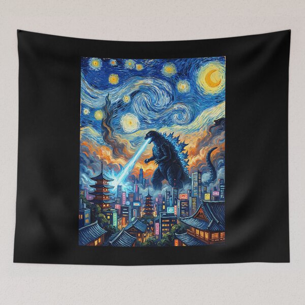 Item preview, Van Gogh Starry Night Kaiju Anime Nerdy Funny designed and sold by ripgoatclothing.