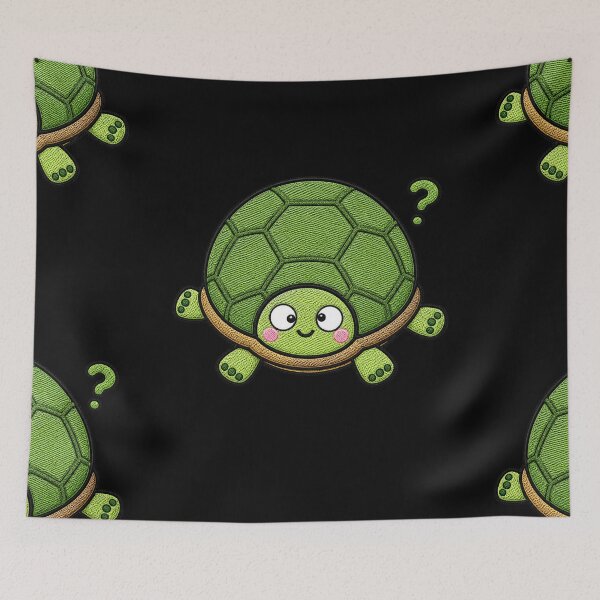 Item preview, Confused Turtle Kawaii Embroidery Patch Illustration designed and sold by ColorSplash123.