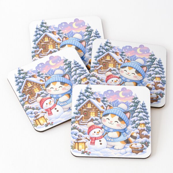 Item preview, Kawaii Calico Cat Snowman Cute Cartoon Animal Design designed and sold by Wawa5656.