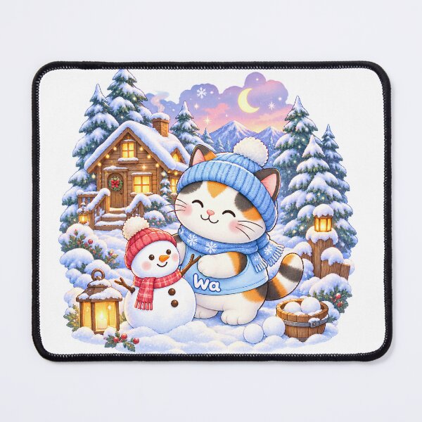 Item preview, Kawaii Calico Cat Snowman Cute Cartoon Animal Design designed and sold by Wawa5656.