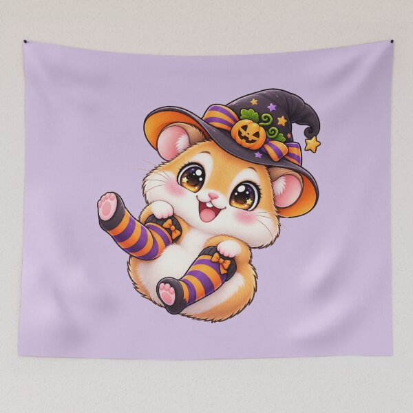 Item preview, Kawaii Hamster Witch Socks Sticker Art – Cute Chibi Halloween Illustration designed and sold by MagicMakerPh.