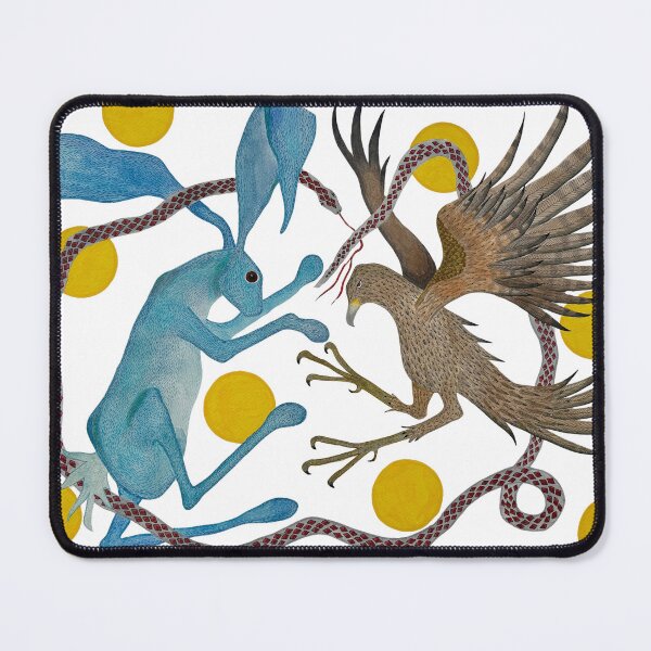 Item preview, Watercolor painting of rabbit & hawk with snake designed and sold by KakiDimock.