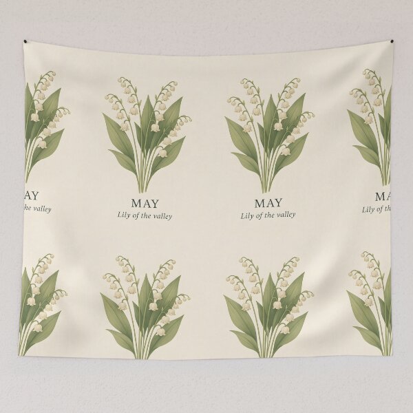 Item preview, May Lily of the Valley Birth Flower, Vintage Botanical Floral Wall Art designed and sold by NarjaShop.