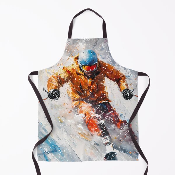 Item preview, Abstract Skier Impasto Painting – Frontal Action Winter Sports Art designed and sold by Artdavesalzburg.