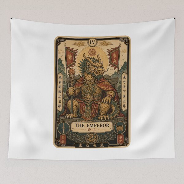 Item preview, The Emperor Tarot Card - Vintage Vietnamese Dragon King designed and sold by Rising Drake.