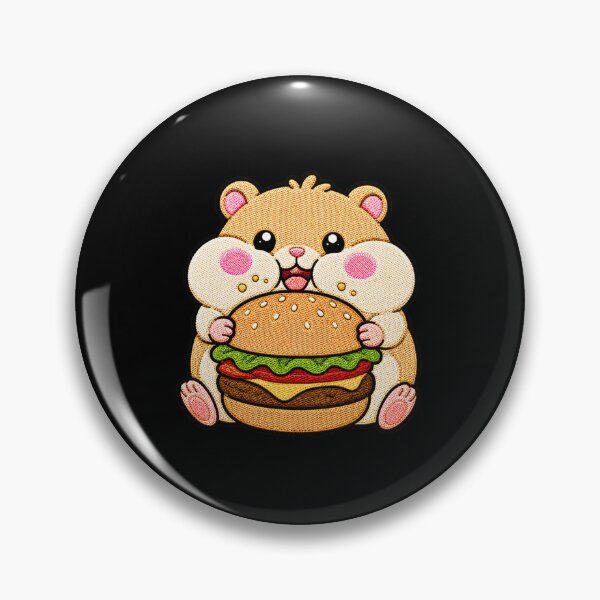 Item preview, Overeating Hamster Burger Kawaii Embroidery Patch designed and sold by ColorSplash123.