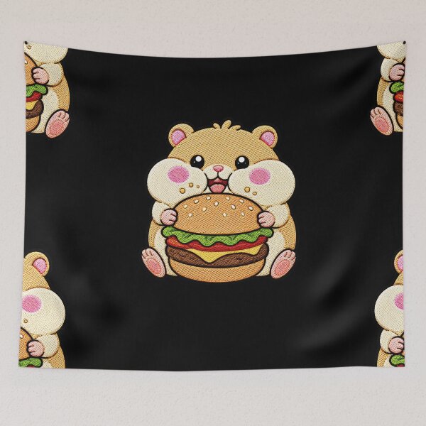 Item preview, Overeating Hamster Burger Kawaii Embroidery Patch designed and sold by ColorSplash123.