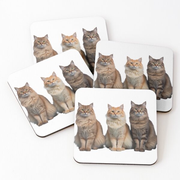 Item preview, Fluffy long-haired cats trio designed and sold by Agnisherl.