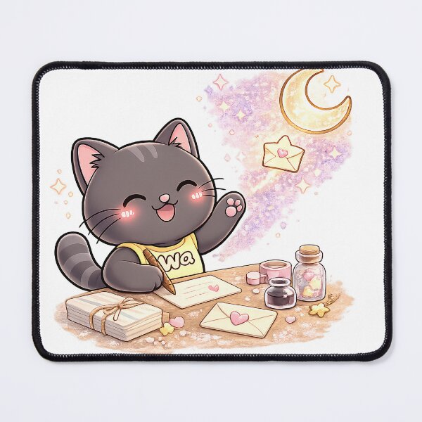 Item preview, Kawaii Black Cat Sending a Letter to the Moon Cute Cartoon Animal Design designed and sold by Wawa5656.
