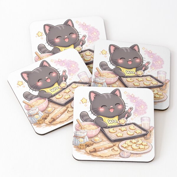 Item preview, Kawaii Black Cat Baking Moon and Star Cookies Cute Cartoon Animal Design designed and sold by Wawa5656.