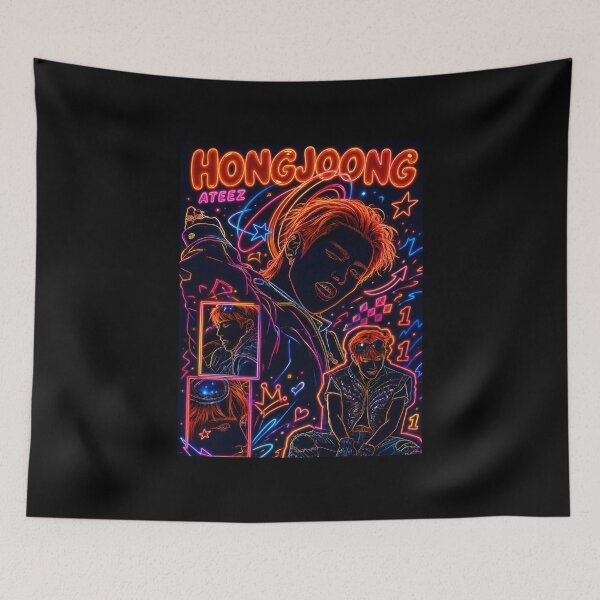 Item preview, Hongjoong ATEEZ Neon Cyberpunk K-Pop Fan Art designed and sold by looplandger.