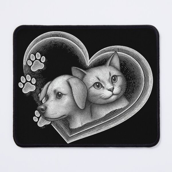 Item preview, Dog and Cat Heart Art - Furry Friends Forever designed and sold by OLYUS.