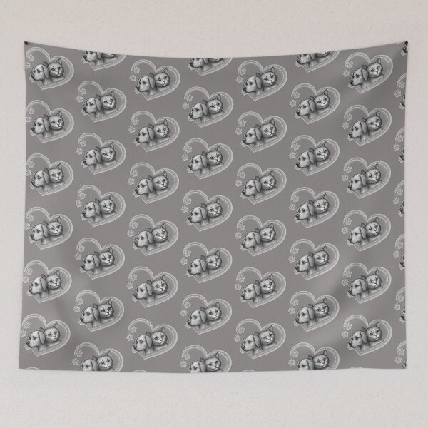Item preview, Dog and Cat Heart Art - Furry Friends Forever  designed and sold by OLYUS.