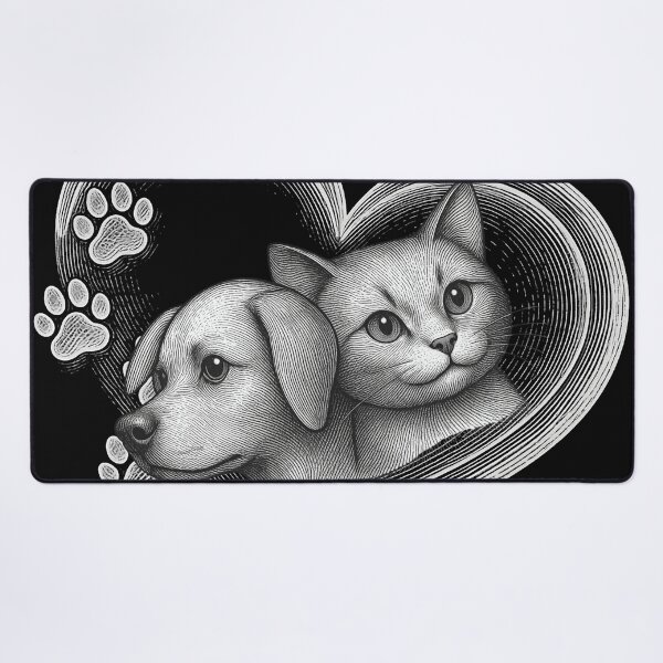 Item preview, Dog and Cat Heart Art - Furry Friends Forever  designed and sold by OLYUS.