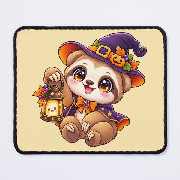 Item preview, Kawaii Sloth with Lantern Sticker Art – Cute Chibi Halloween Illustration designed and sold by MagicMakerPh.