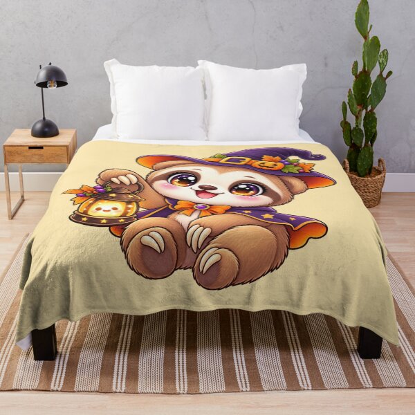 Item preview, Kawaii Sloth with Lantern Sticker Art – Cute Chibi Halloween Illustration designed and sold by MagicMakerPh.