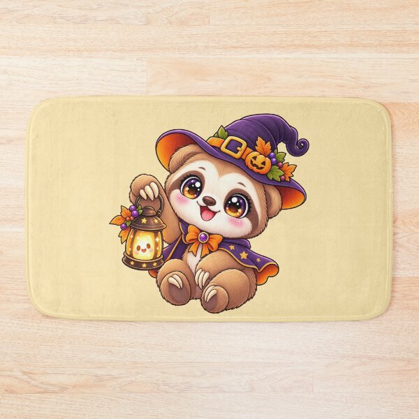 Item preview, Kawaii Sloth with Lantern Sticker Art – Cute Chibi Halloween Illustration designed and sold by MagicMakerPh.