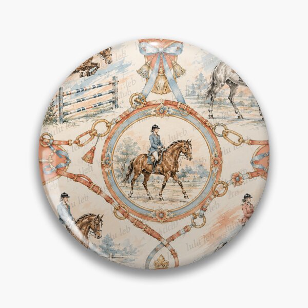 Item preview, Horse Lovers – Salmon & Blue Vintage Scarf Design designed and sold by LuluLeb.