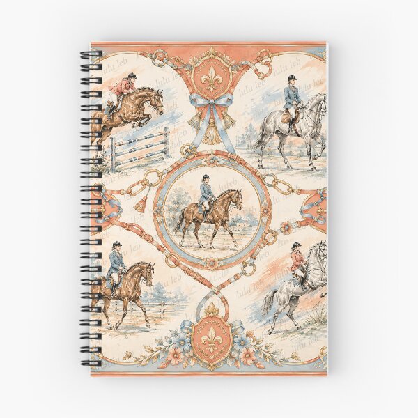 Item preview, Horse Lovers – Salmon & Blue Vintage Scarf Design designed and sold by LuluLeb.