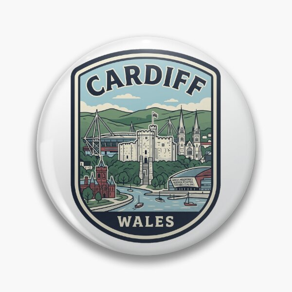 Item preview, Vintage Cardiff Wales Retro City Skyline Badge designed and sold by k3rstman1.