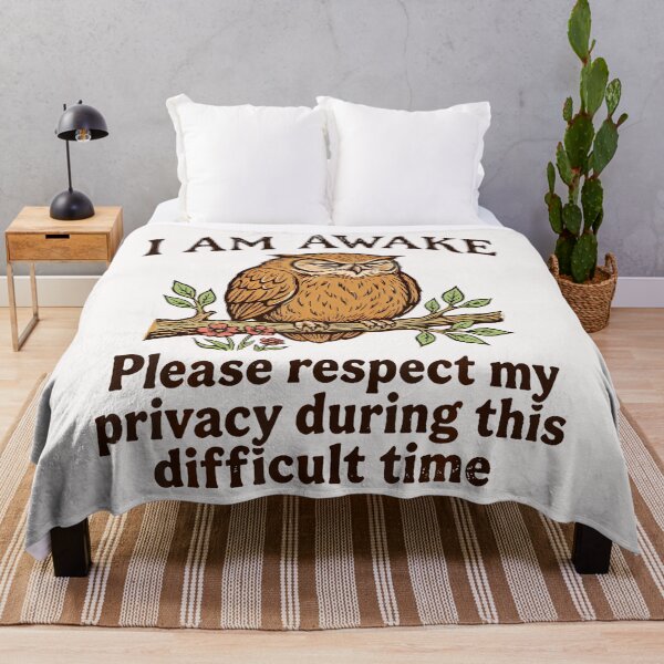 Item preview, I Am Awake Please Respect My Privacy Funny Owl Humor designed and sold by ripgoatclothing.