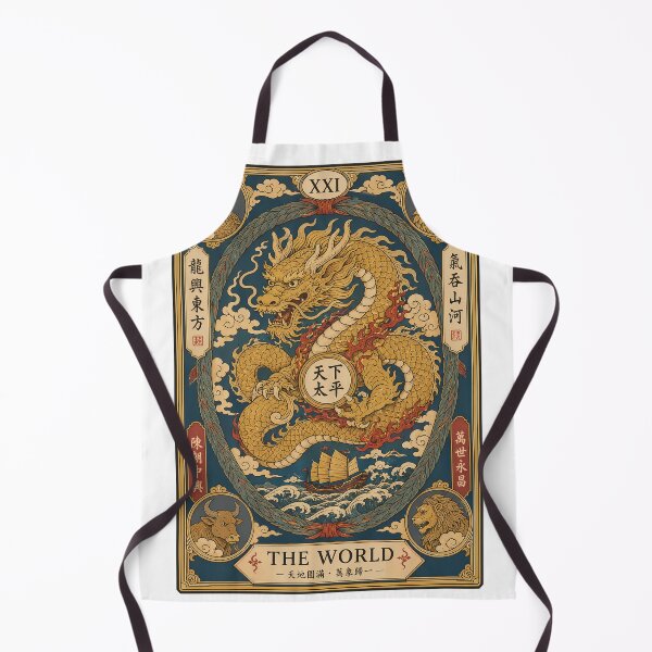 Item preview, The World Tarot Card - Vintage Asian Tran Dynasty Dragon designed and sold by Rising Drake.