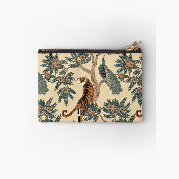 Item preview, Traditional Chinese Tiger and Peacock Floral Pattern on Yellow designed and sold by Sveta Aho.