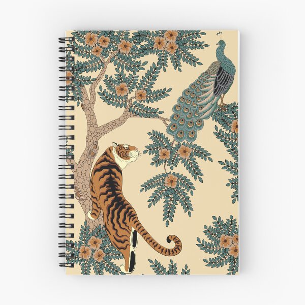 Item preview, Traditional Chinese Tiger and Peacock Floral Pattern on Yellow designed and sold by Sveta Aho.
