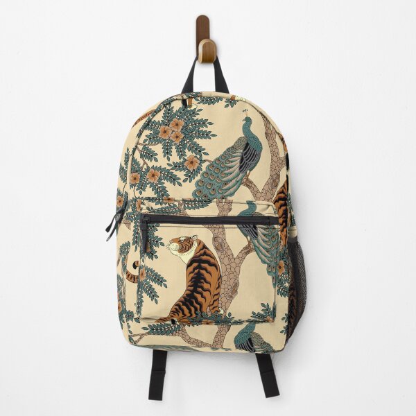 Item preview, Traditional Chinese Tiger and Peacock Floral Pattern on Yellow designed and sold by Sveta Aho.