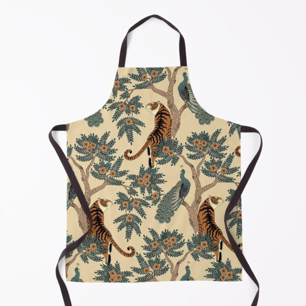 Item preview, Traditional Chinese Tiger and Peacock Floral Pattern on Yellow designed and sold by Sveta Aho.