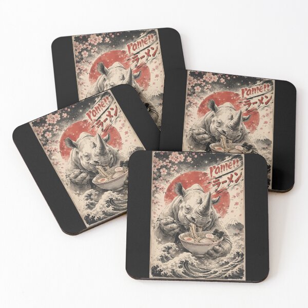 Item preview, Rhinoceros Ramen Sumie Japanese Vintage designed and sold by TomFrontierArt.