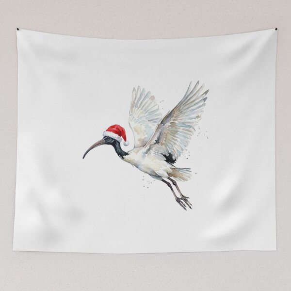 Item preview,  Festive Bin Chicken wearing Santa Hat | Australian Ibis Watercolor designed and sold by SOUFIANE1991.