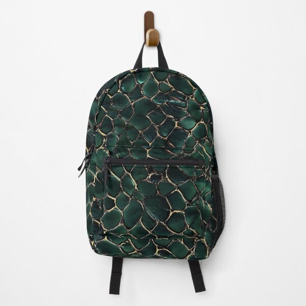 Item preview, Emerald Green and Gold Snake Skin Pattern Luxe Reptile Texture designed and sold by Nine Lives Studio.