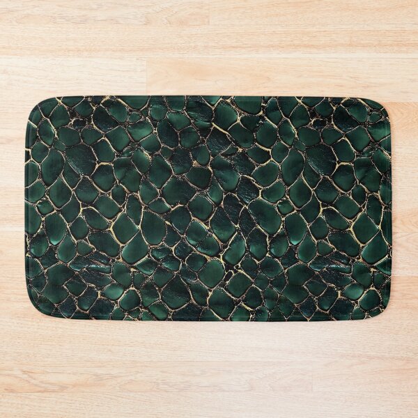 Item preview, Emerald Green and Gold Snake Skin Pattern Luxe Reptile Texture designed and sold by Nine Lives Studio.